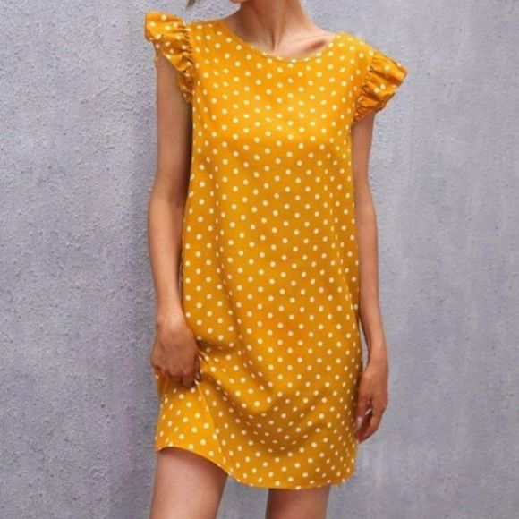 SHEIN Dresses & Skirts - Ruffle Armhole Tie Back Polka Dot Dress